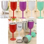 10oz Double Wall Stainless Steel Goblet With Lid