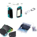 3500mAh Dual USB Solar Charger with Carabiner LED Lights