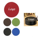 Achiever Set of 6 Leather Coasters w/ Molded Base